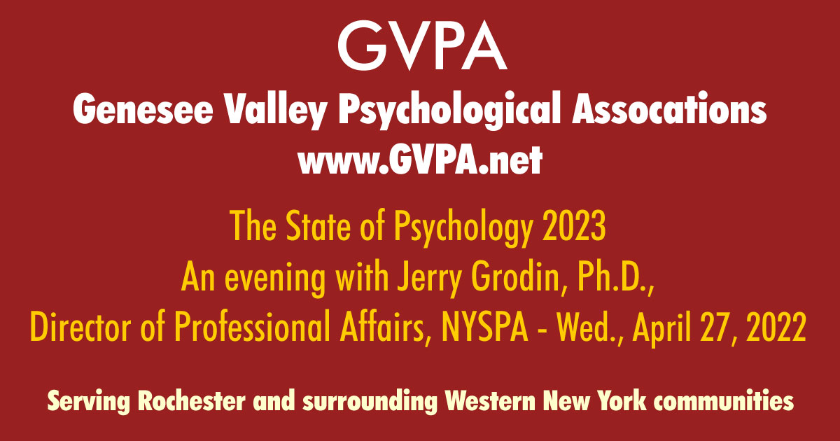 The State of Psychology 2023 Genesee Valley Psychological Association